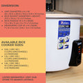 Astron URC180 Drum Shape Rice Cooker -1.8 Liters | Large Capacity | Aesthetic | Ideal for 6-10 persons | 700W | Free Paddle
