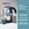 Astron EXPRESSO1.8 Electric Kettle/Espresso Pot - Silver | 1.8 Liter Capacity | Dual Function | Quick-Boil | Overheat Protection