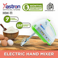 Astron HM11 Electric Hand Mixer - Green | 7-Speed | Lightweight | Powerful | Easy Grip