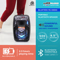 DB Audio by Astron BLUETREK-PA-0886S Portable Speaker - Bluetooth |1 Free Wired Mic | Rechargeable | Outdoor and Karaoke Use | 8.5 