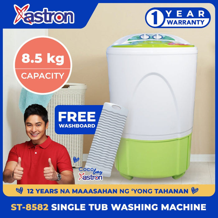 Astron ST-8582 Single Tub Washing Machine (Green)  8.5 kg  Free Washboard  1 Year Warranty