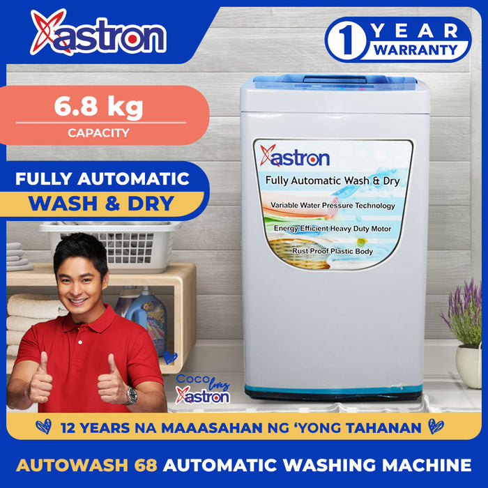 Astron AUTOWASH68 6.8 kg Automatic Washing Machine (Wash and Dry)  Rust Proof Plastic Body  Fully Automatic