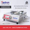 Astron GS-77 Heavy Duty Single Burner Gas Stove  Stainless Body