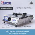 Astron GS188 Single Burner Gas Stove | Heavy Duty | Durable | Easy to Clean | Stainless Steel Body