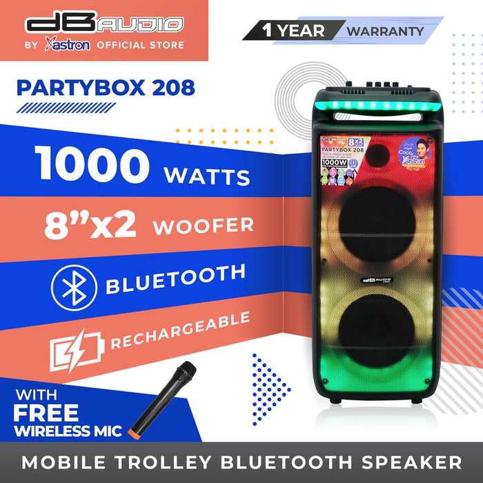 Db Audio PARTYBOX-208 Mobile trolley bluetooth speaker | 6" x 2 woofer | 750W | rechargeable