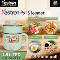 Astron Multi-Cooker & Pot Steamer - Pastel Green | 1.5L Capacity | 600W | Non-Stick Teflon | Electric Cooker