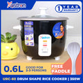 Astron URC60 Drum Shape Rice Cooker - 0.6 Liter Capacity | Aesthetic Small Rice Cooker | 3 cups | 350W | Ideal for 2-3 persons | Minimalist | Free Paddle