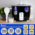 Astron URC180 Drum Shape Rice Cooker - Black | 1.8 Liters | Large Capacity | Aesthetic | Ideal fo 6-10 persons | 700W | Free Paddle
