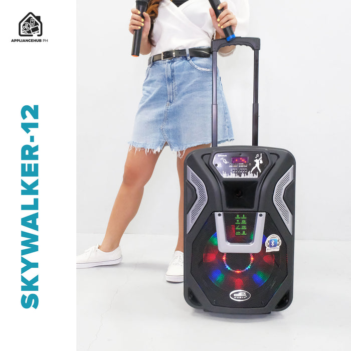 [2 FREE Wireless Microphones] Db Audio Skywalker-12 Portable Mobile Trolley Bluetooth Speaker HIFI Boombox (12 inch woofer) (650W)