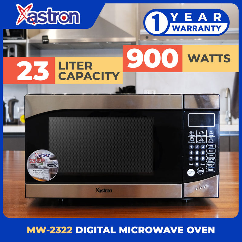 Astron MW-2322 Stainless 23L Digital Microwave Oven (900W)  1 Year Warranty