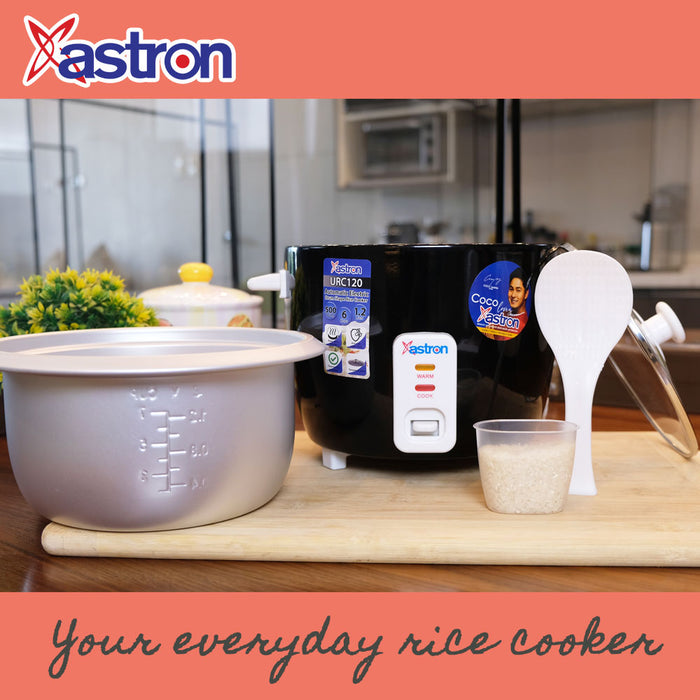 Astron URC-120 1.2L Drum Shape Rice Cooker (Black)  6 cups  500W  4-6 persons  free paddle  aesthetic rice cooker  minimalist rice cooker  medium rice cooker