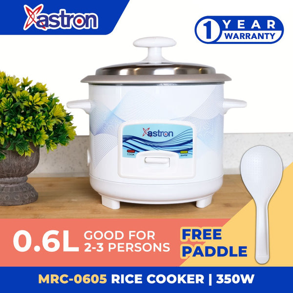 Astron MRC0627 Mini Rice Cooker with Steamer - 0.6 Liter Capacity | Ideal for 2-3 persons | Small & Efficient | 350W | Free paddle