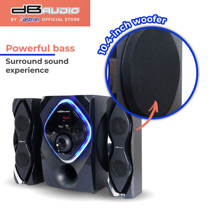 Db Audio MAX-82 2.1 Home Theater Subwoofer System | Bluetooth | 8" woofer | 1000 Watts | FM Radio