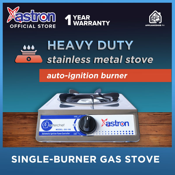 Astron GS188 Single Burner Gas Stove | Heavy Duty | Durable | Easy to Clean | Stainless Steel Body