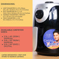 Astron AF250M Turbo Air Fryer - 2.5 Liter Capacity | Small Kitchen Friendly | Compact Size | 1000W