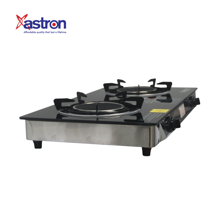 Astron MAXHEAT2 Double Burner Ceramic Gas Stove with Tempered Glass Top  infrared burner