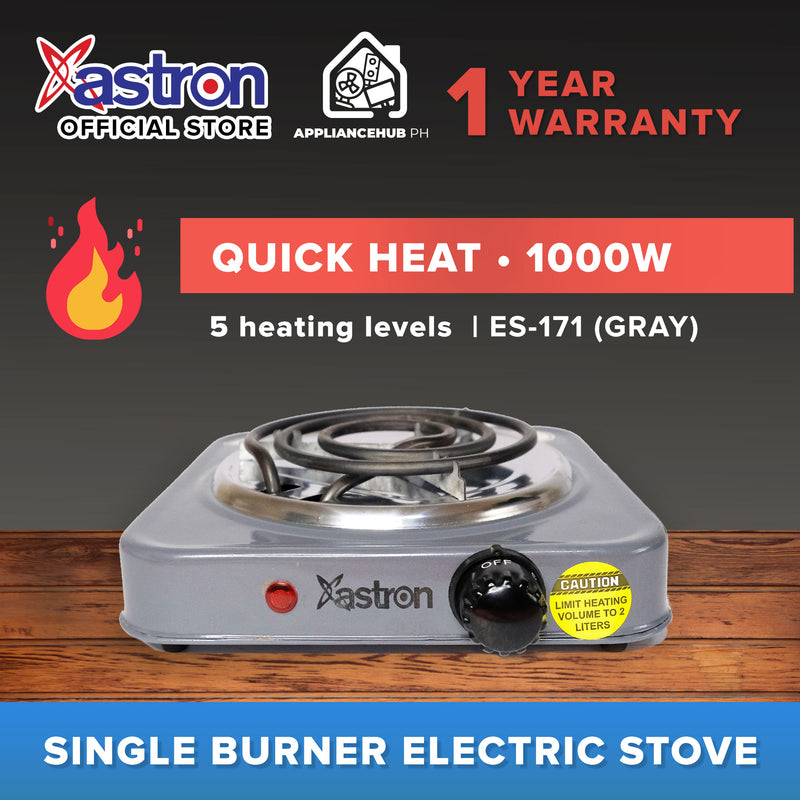 Astron ES-171 Single Burner Electric Stove | Portable | 1000W | Space-Saving Design
