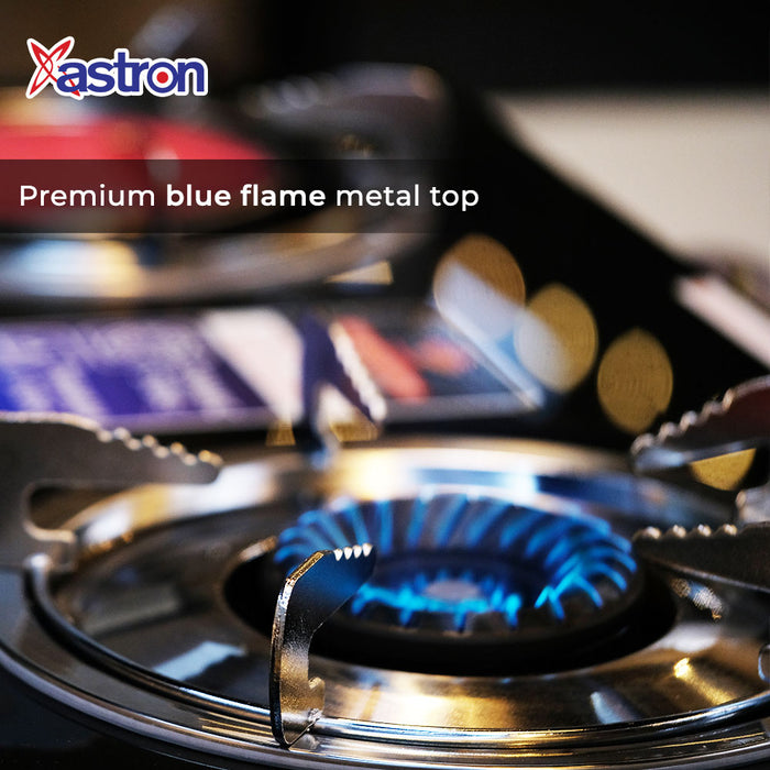 Astron DUAL FLAME Ceramic and Metal Double Burner Gas Stove with Tempered Glass Top  infrared burner