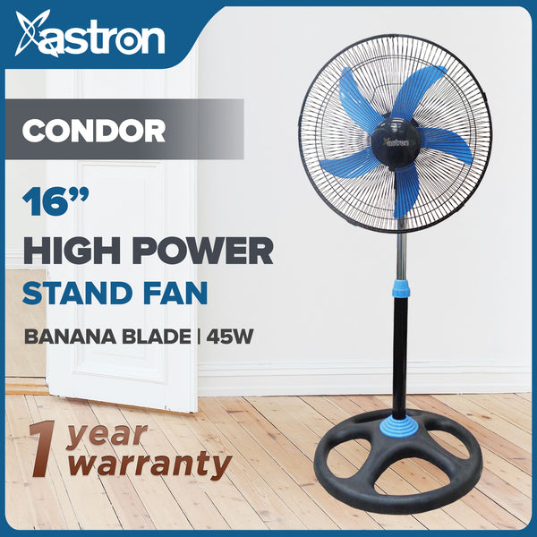 Astron 16” CONDOR Electric Stand Fan - Blue | Powerful | Adjustable