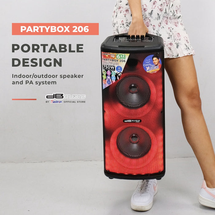 Db Audio PARTYBOX-206 Mobile trolley bluetooth speaker | 6" x 2 woofer | 750W | rechargeable