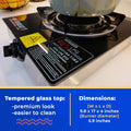 Astron MAXHEAT1 Single Burner Infrared Gas Stove | Heavy Duty | Ceramic Burner | Tempered Glass Top